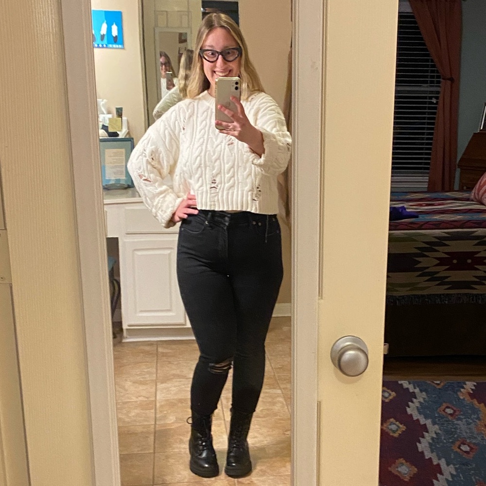 Bershka ripped extra long sleeve sweater size small - Picture 6 of 7